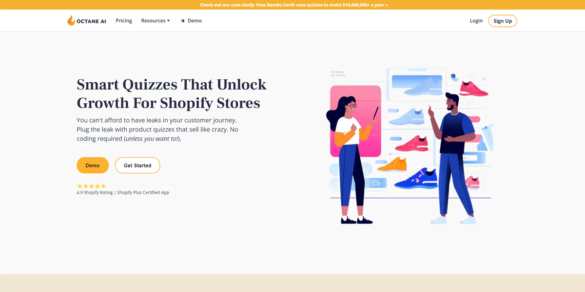 Octane AI tool for Shopify that creates product quizzes and personalized shopping experiences using zero-party data